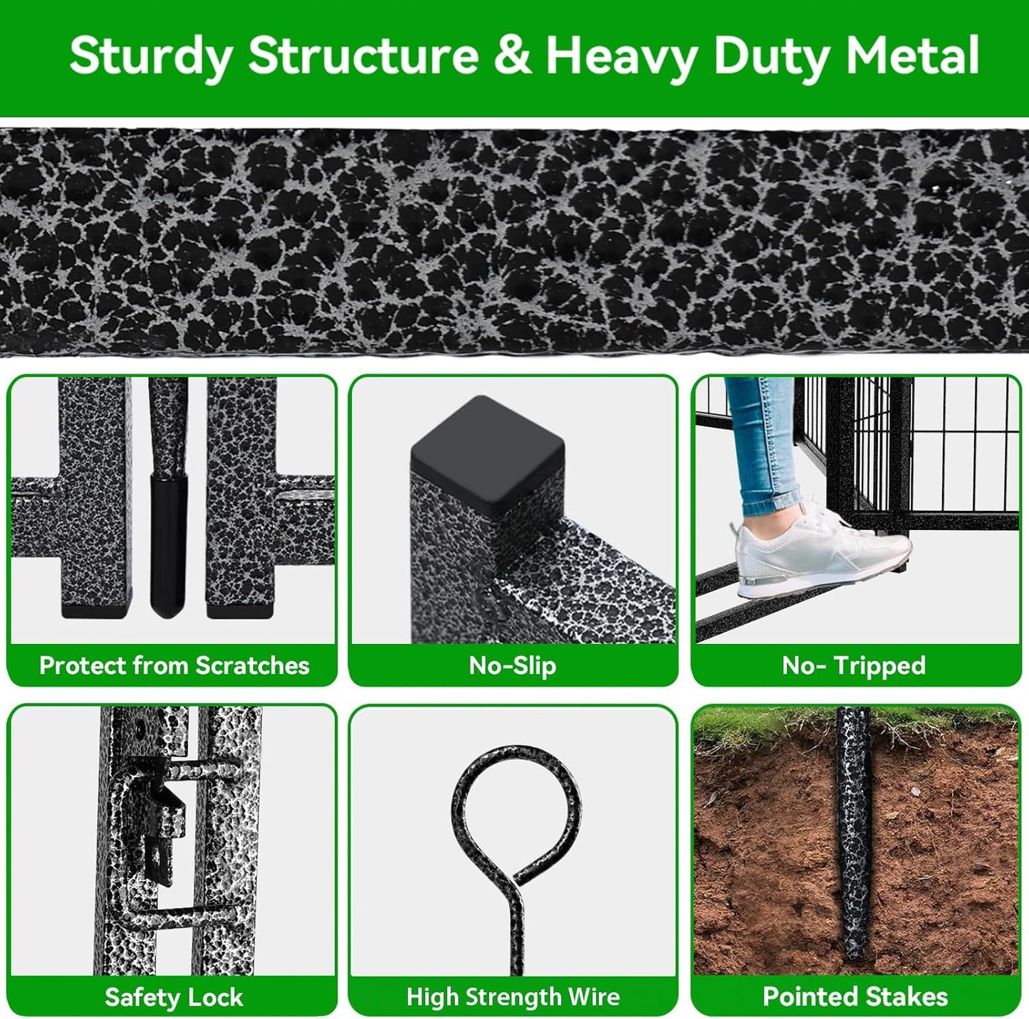 Dog Playpen Outdoor Extra Wide 16 Panels Heavy Duty Dog Fence 32" Height Anti-Rust with Doors Portable for RV Camping Yard, Total 42FT, 140 Sq.ft, Snowy Black