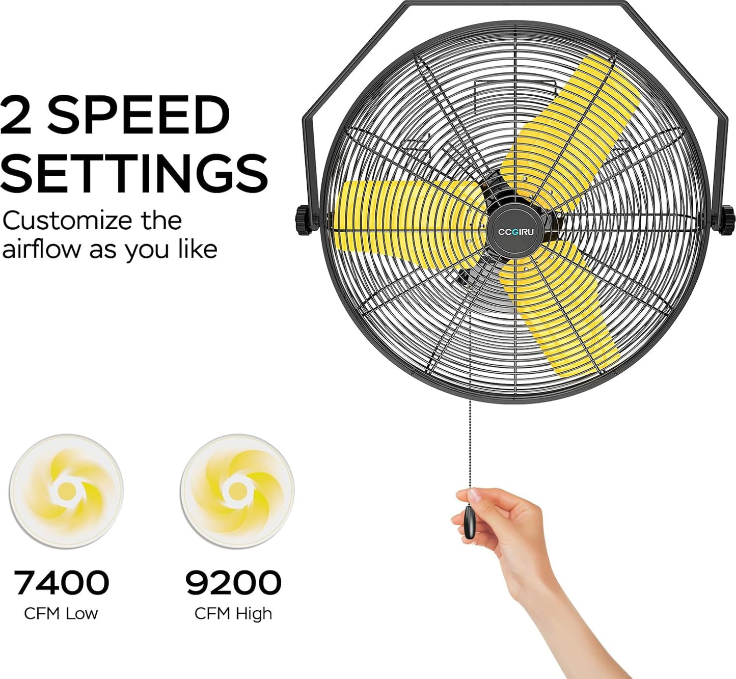 9200 CFM 24" Industrial Wall Mount Fans, High Velocity 2-Speed Professional Metal Fan with Sealed Motor, Heavy Duty Barn Wall Fan for Garage, Commercial, Warehouse, Greenhouse, UL Listed