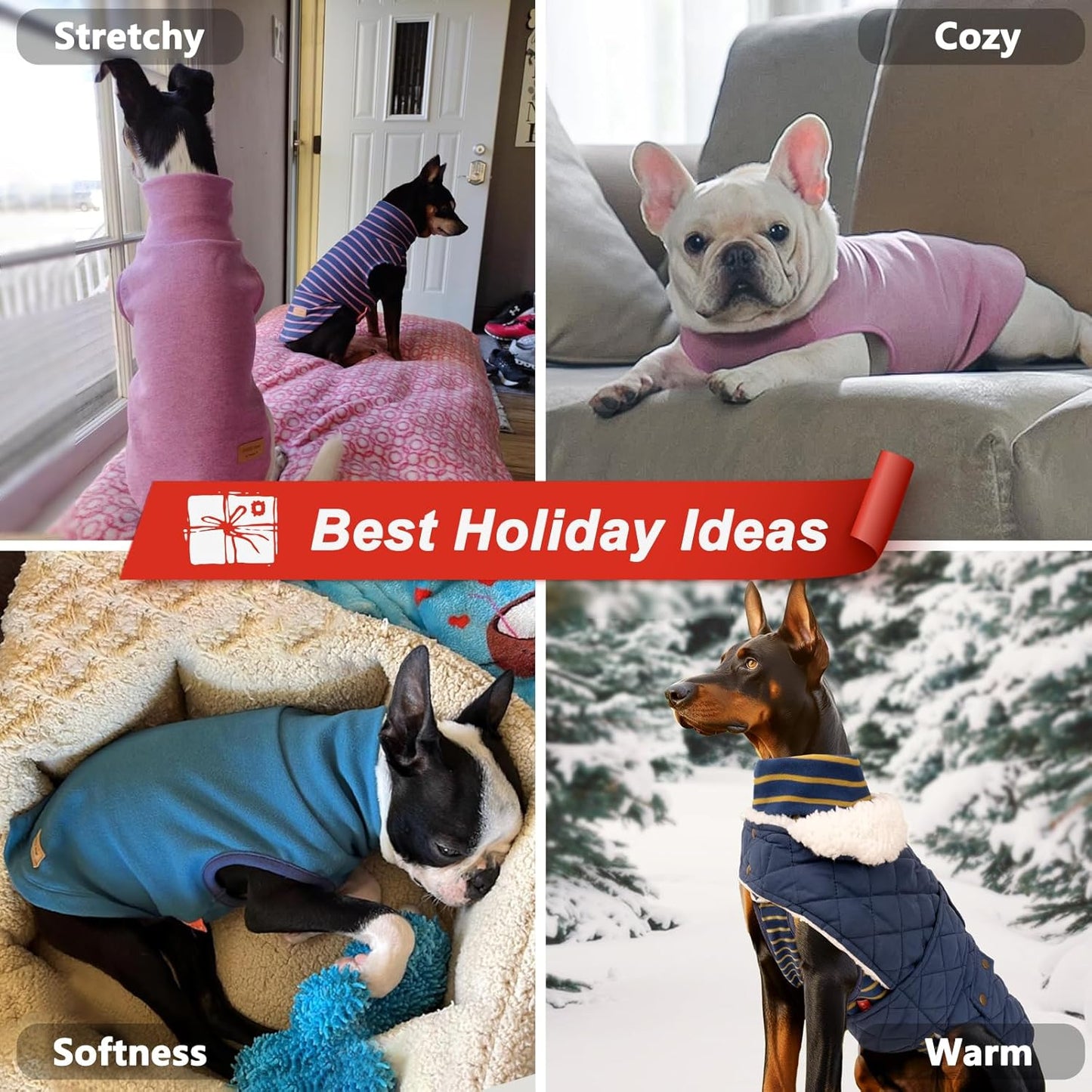 KYEESE 2Pack Dog Sweater Soft Dogs Clothes Warm Dachshund Clothes Turtleneck Pets Coats Dog Sweaters for Small Dogs Girl Pullover Small Pet Sweaters Stretchy Pet Sweatshirt