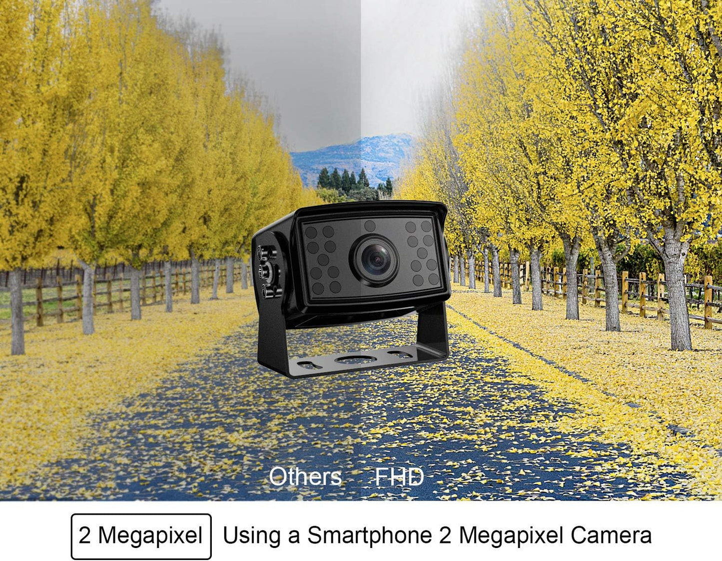 Fookoo Ⅱ 7" HD 1080P Wired Backup Camera System, 7-inch Dual Split Screen Monitor W/Recording IP69 Waterproof Front View Rear View Camera Parking Lines for Truck/Trailer/RV/Skid Steer (FHD2)