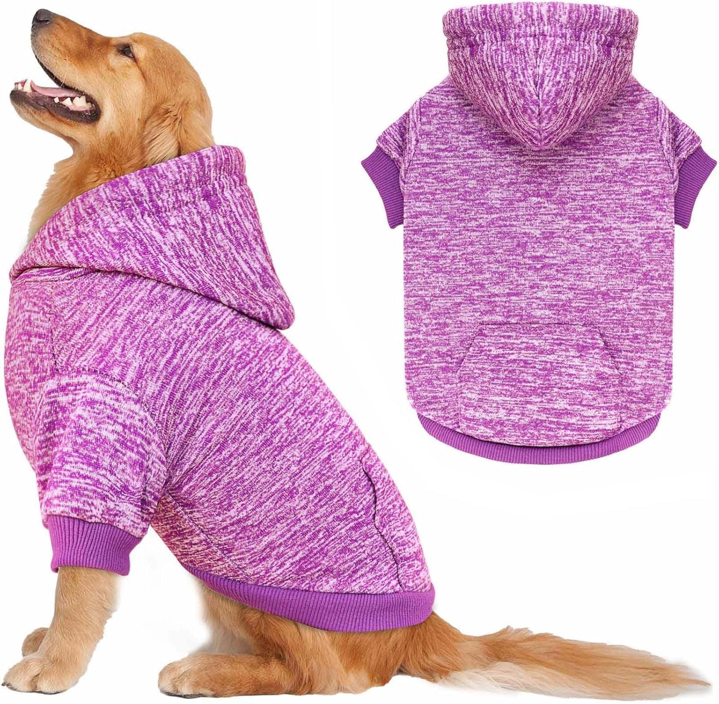 Dog Sweaters for Large Dogs Dog Hoodie Fleece Sweater Soft Clothes Sweatshirt with Pocket Hoodie for Large Dogs(Purple&XXL)