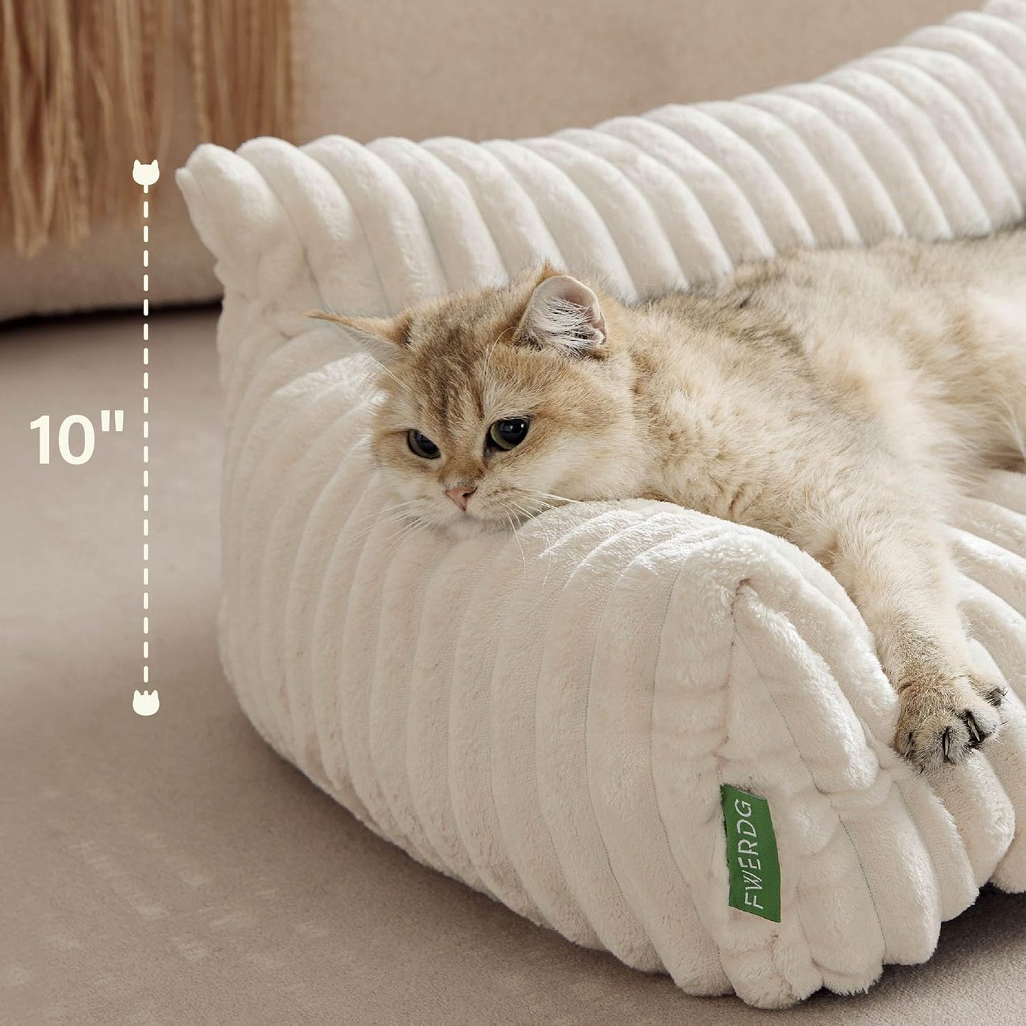 Cute Couch Bed for Pets, Supportive Cat Sofa for Indoor Cats, Medium Dog Sofa Bed for Medium Dogs, Cream, 30 inches