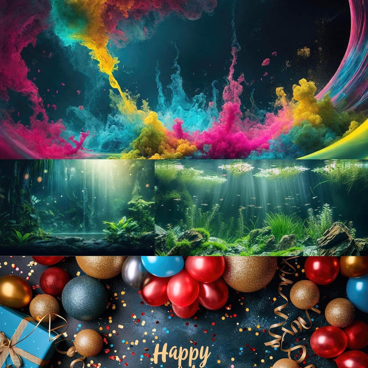Fantasy Mushrooms Aquarium Background Abstract Mysterious Mushroom Landscape Terrarium Background Amazing Rainbow Mushrooms Theme Fish Tank Backdrop Poster Wallpaper Decorations Vinyl 72x24in