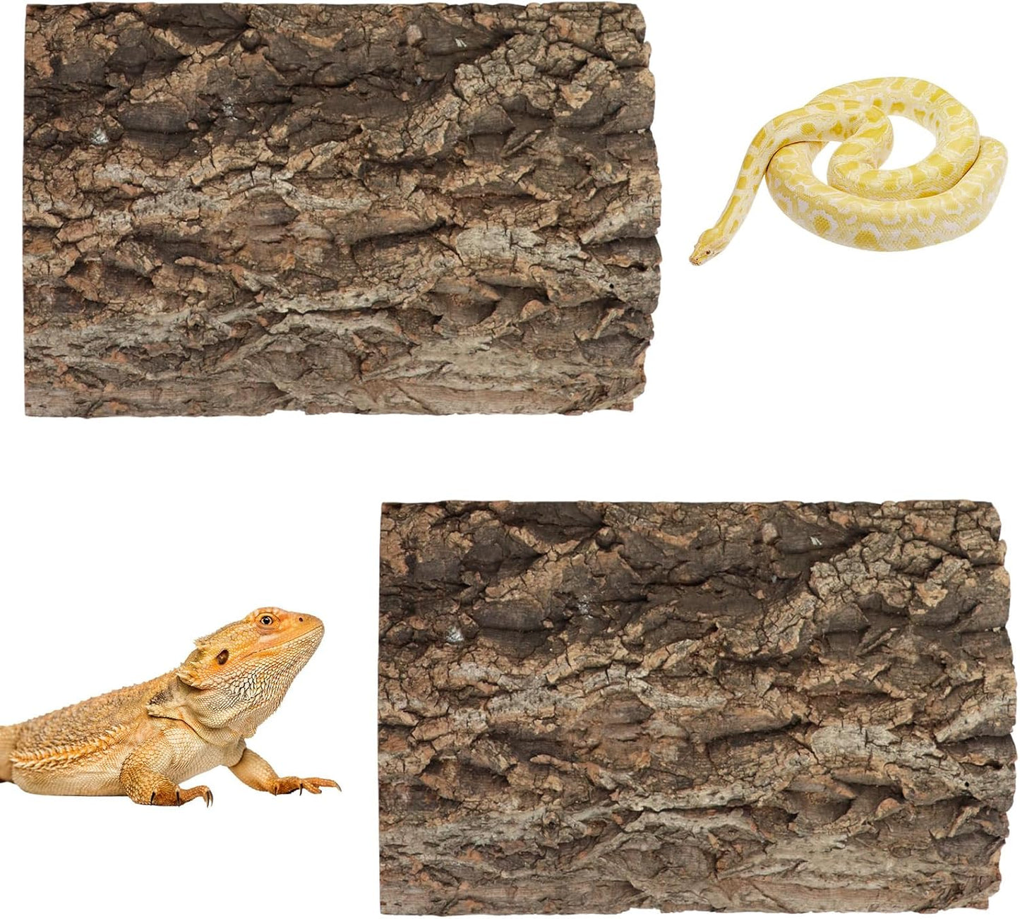 2 Pack Cork Bark Background for Reptiles Tank & Terrarium, 11.8 × 7.9 Inch Reptile & Amphibian Climbing Wall, Aquarium Decor Accessories for Turtle Bearded Dragon Chameleon Snake Lizard Hermit Crab