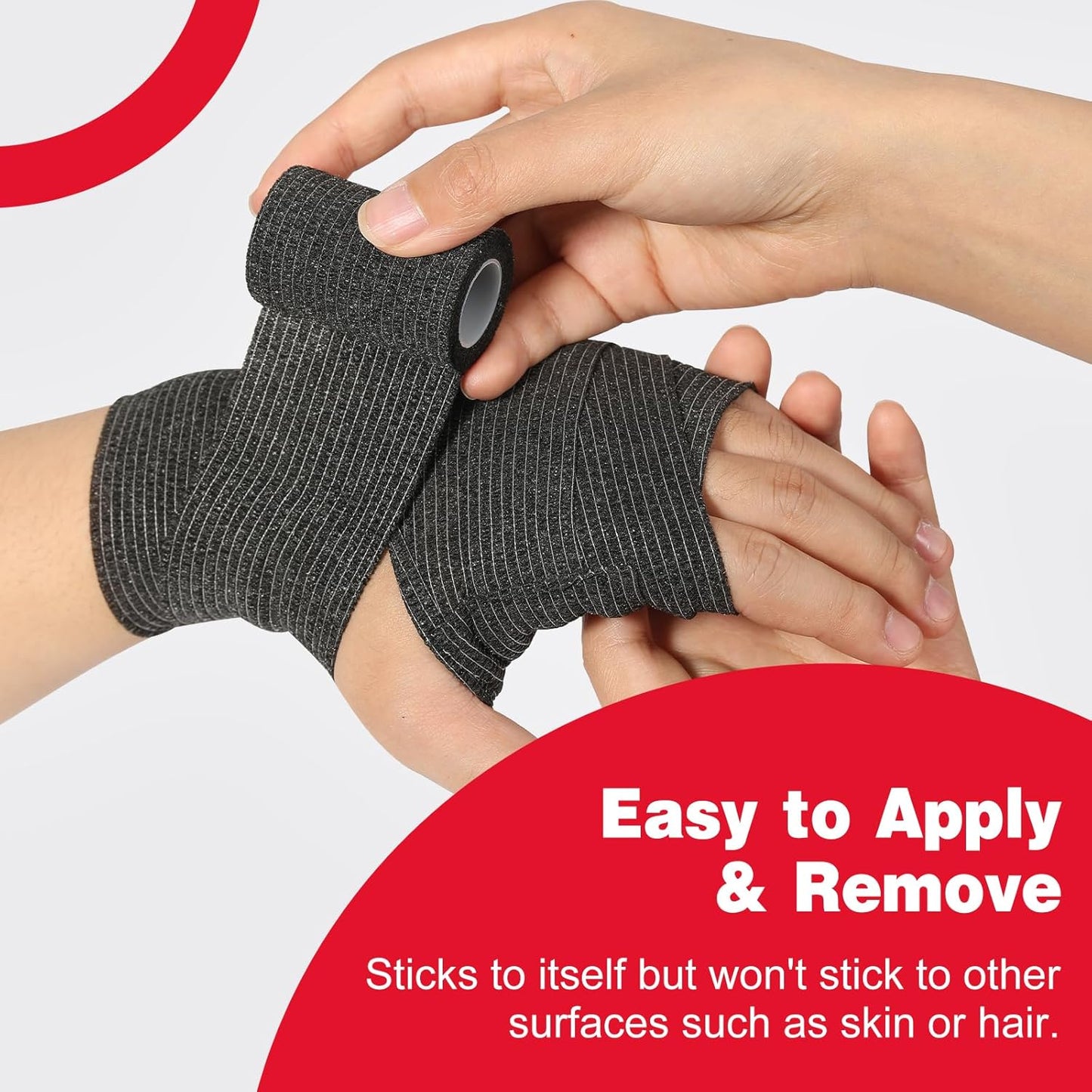 AZEN 8 Pack Self Adhesive Bandage Wrap, 2" X 5 Yards Elastic Cohesive Bandage Wrap, Black Athletic Tape, Vet Wrap, Ankle Tape, Tattoo Grip Tape Wrap