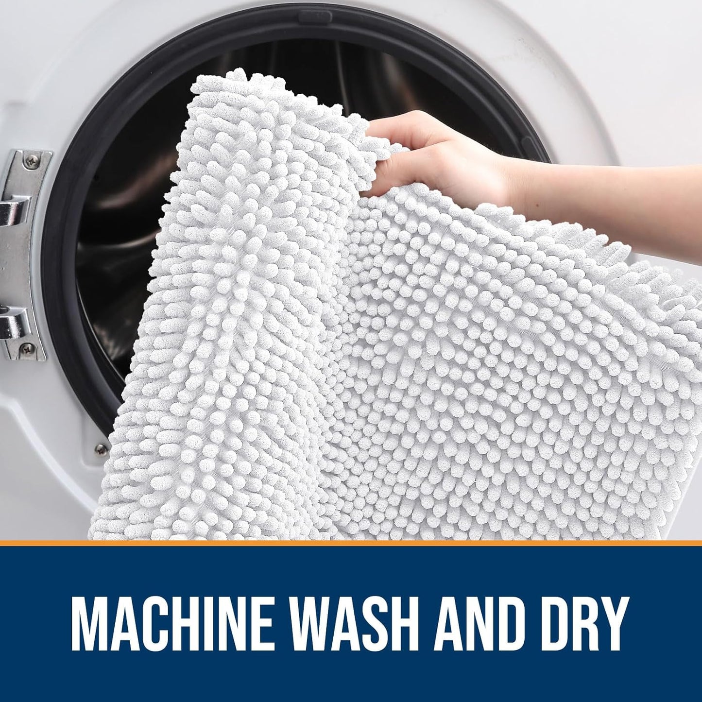 OLANLY Dog Door Mat for Muddy Paws 24x16, Absorbs Moisture and Dirt, Absorbent Non-Slip Washable Doormat, Quick Dry Chenille Mud Mat for Dogs, Entry Indoor Entryway Carpet for Inside Floor, White