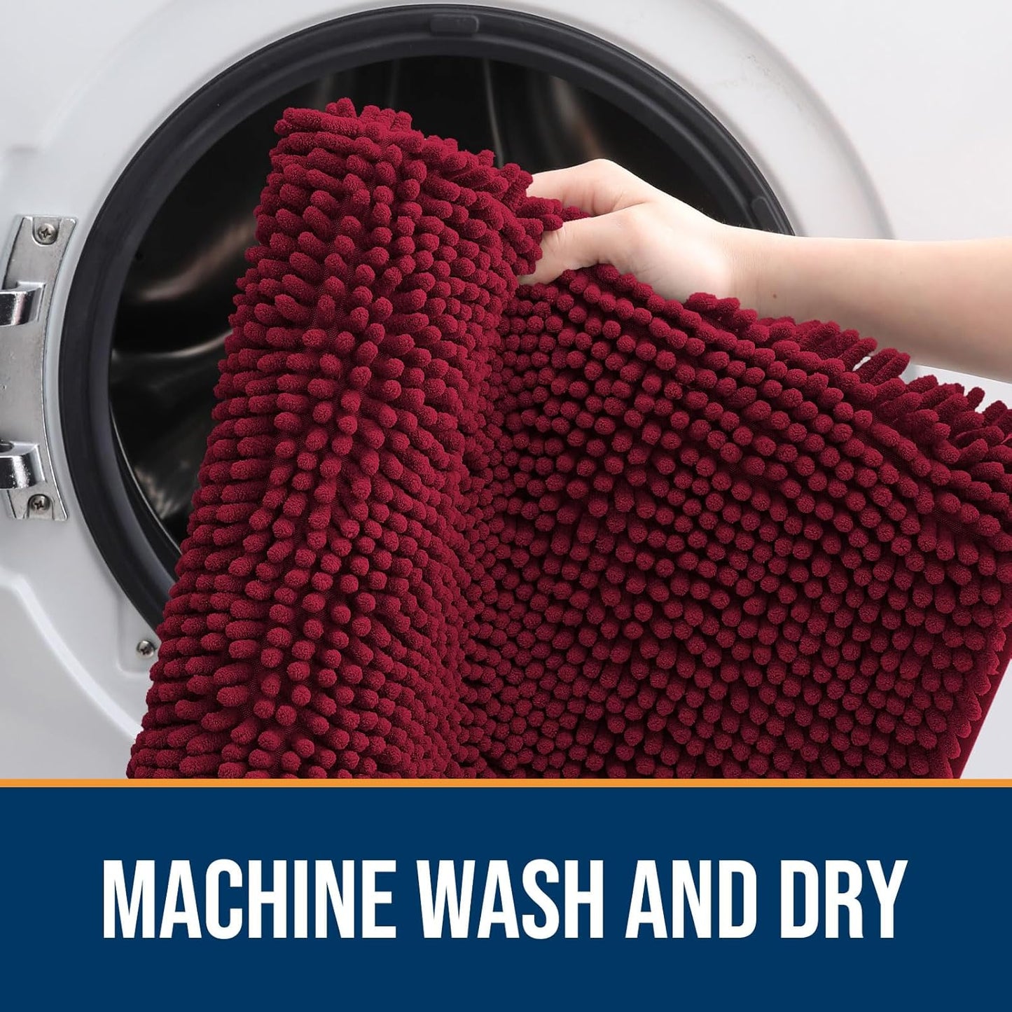 OLANLY Dog Door Mat for Muddy Paws 59x35, Absorbs Moisture and Dirt, Absorbent Non-Slip Washable Doormat, Quick Dry Chenille Mud Mat for Dogs, Entry Indoor Entryway Carpet for Inside Floor, Burgundy