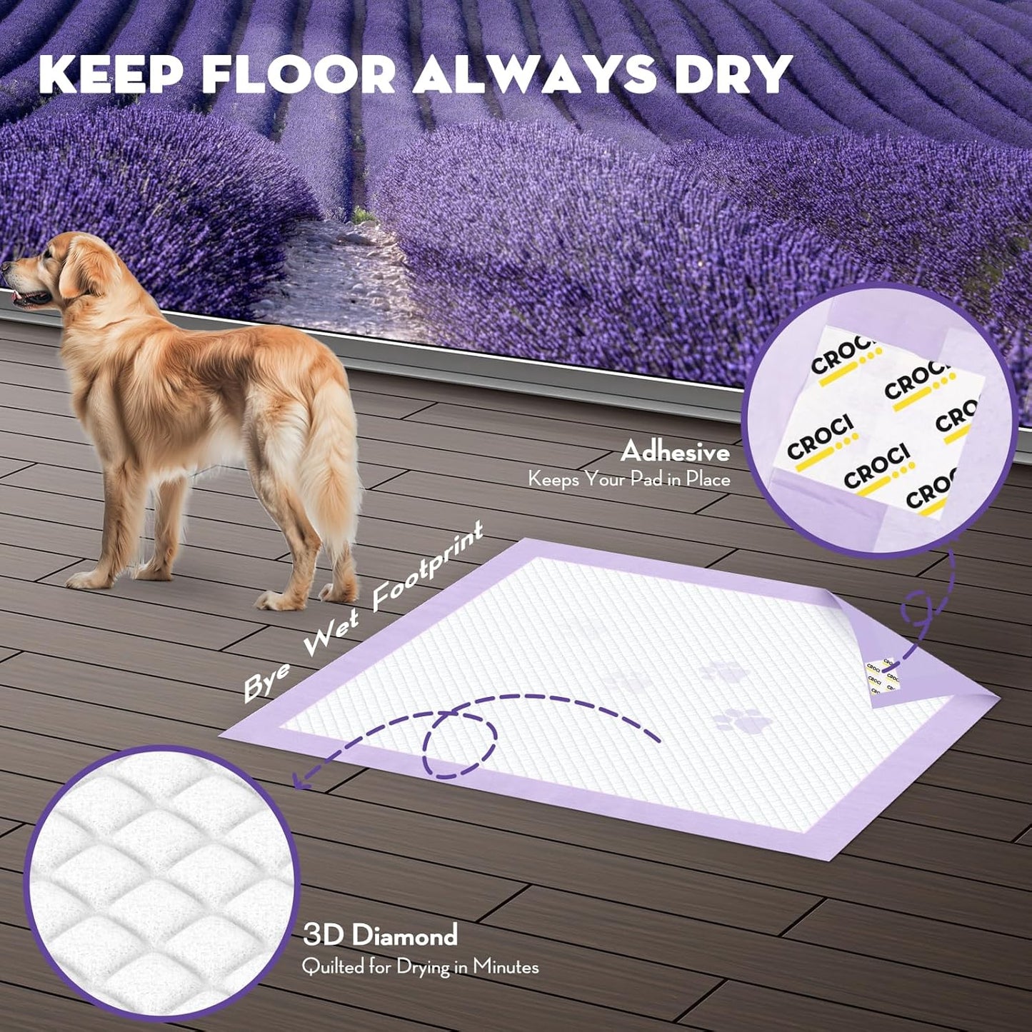 CROCI Dog Pads Extra Large 30x36in, Puppy Pads with Adhesive Tabs Super Absorbent Up to 10 Cups, Disposable (40 Counts)