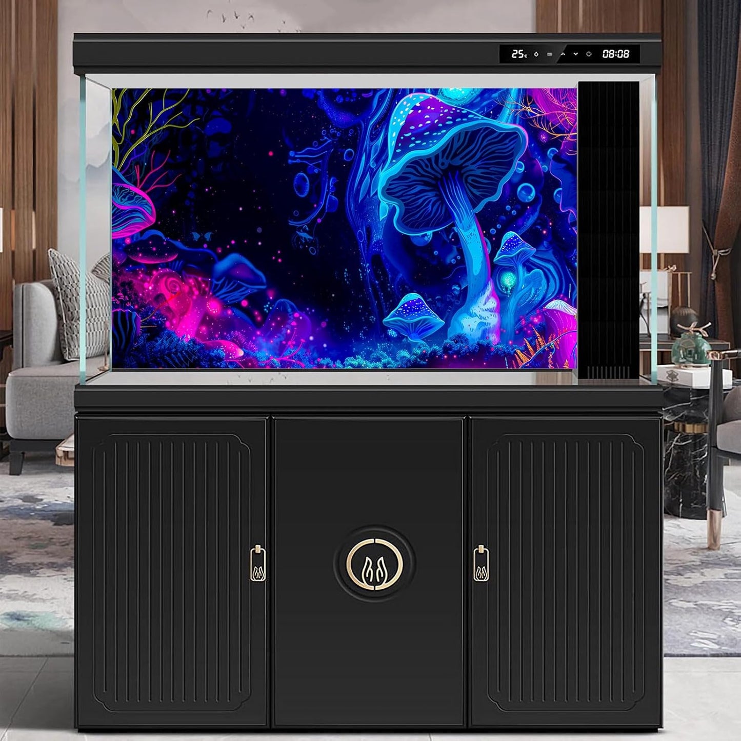 Fantasy Mushroom Forest Aquarium Background Abstract Cartoon Mushroom Reptile Tank Backgrounds Vibrant Jungle Mushrooms Theme Fish Tank Background Magic Mushrooms Reptile Enclosure Backgrounds 30x18in