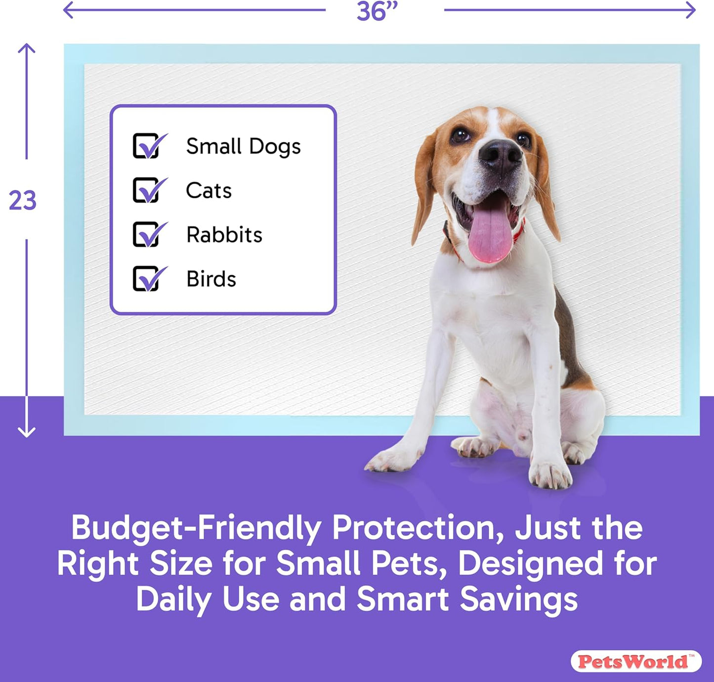 PETSWORLD Puppy Pads, 23x36 Inch, 300 Count - Puppy Pee Pads for Dogs, Tear Resistant, Economy Value, Super-Absorbent Polymer Gel Core, Perfect for Puppies, Smaller Dogs