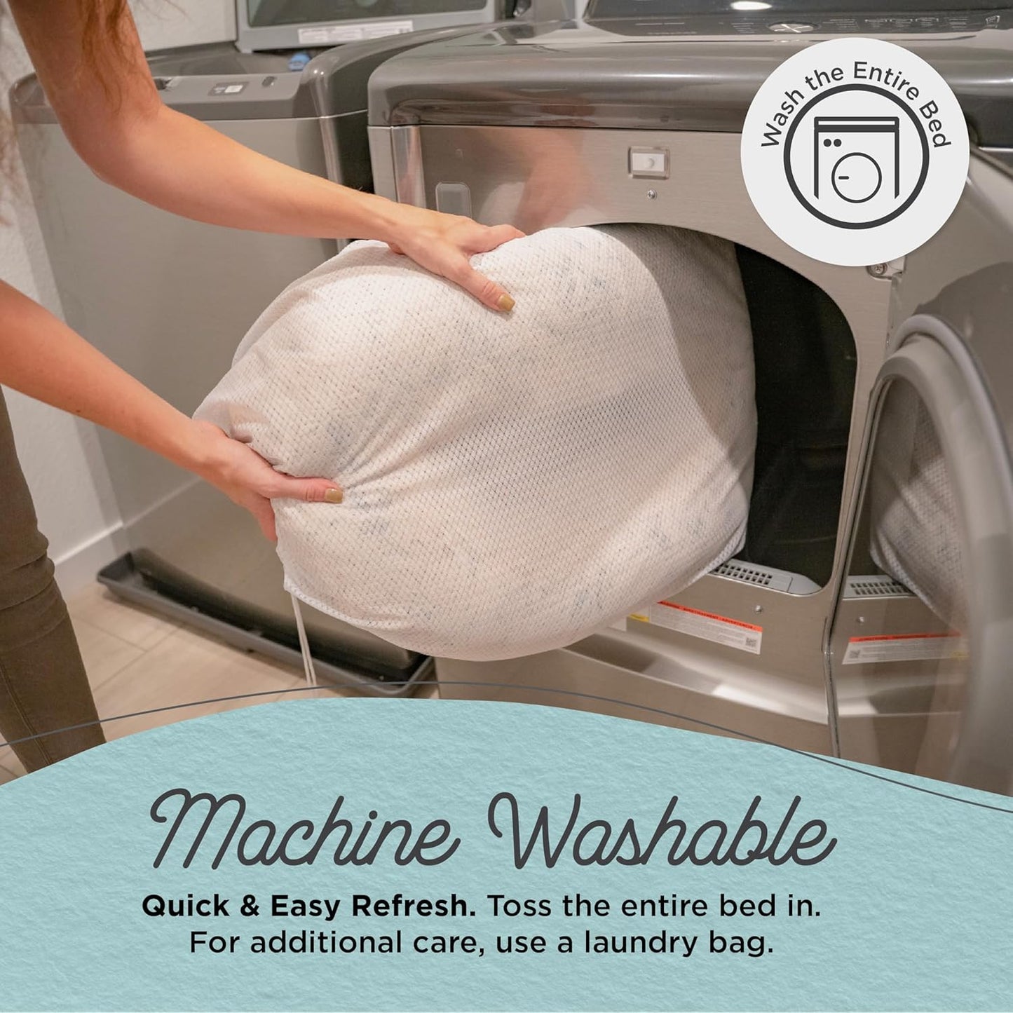 Best Friends by Sheri Original Calming Donut Dog and Cat Bed, Shag Faux Fur, Frost Gray, (23in x 23in) - Anxiety Relief for Pets Up to 25 lbs