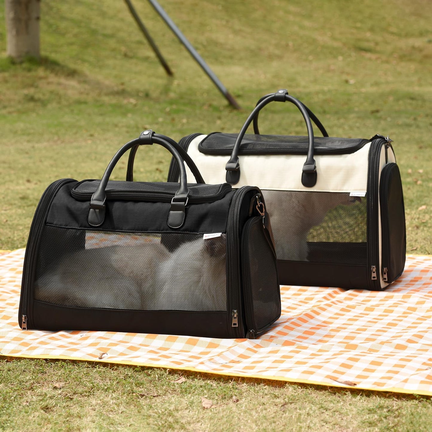 PET MARVEL Cat Carrier Soft Sided for Small Medium Cats Puppy up to 15 Lbs, Airline Approved Mesh Pet Travel Bag, Breathable Bite-Resistant Fabric with Removable Washable Mat