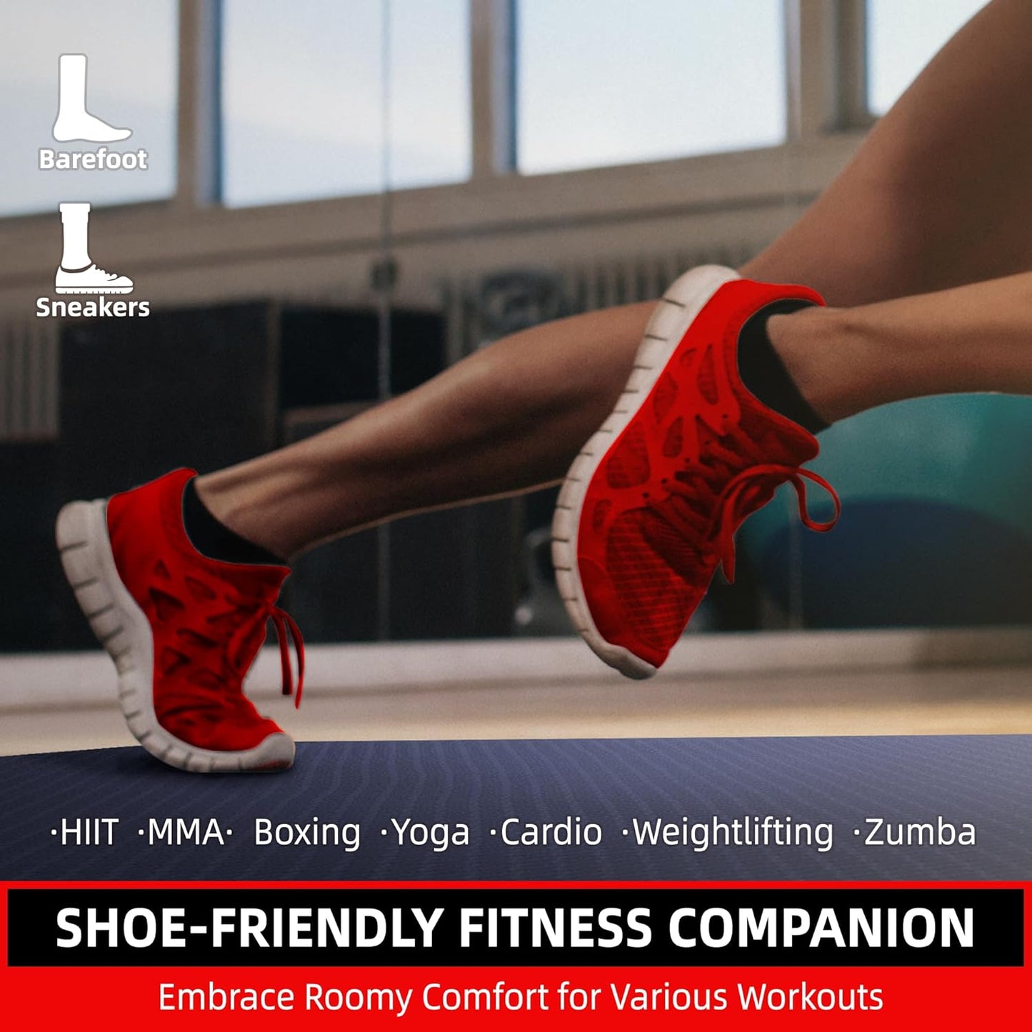 Large Exercise Mat for Home Workout,12‘x6’/10'x6'/9'x6'/8'x6'/7'x5'/6'x4' (7mm) Extra Thick Workout Mat, High-Density Gym Mat for Cardio, Jump Rope, MMA, Weights (Shoe-Friendly)