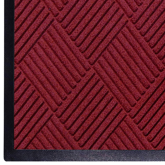 M+A Matting WaterHog Diamond | Commercial-Grade Entrance Mat with Rubber Border – Indoor/Outdoor, Quick Drying, Stain Resistant Door Mat (Red/Black, 4' x 8')