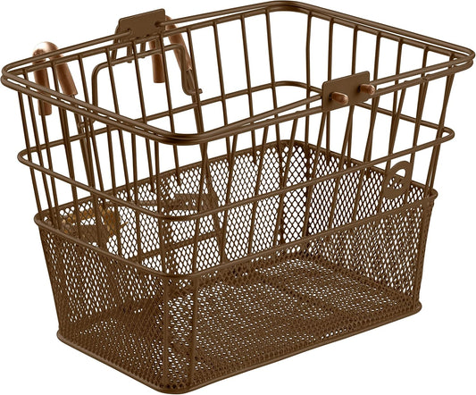 Retrospec Apollo Detachable Front Bike Basket Steel Half-Mesh with Integrated Detachable Hooks and Built-In Handle, Easy Assembly and Portability for Bicycles