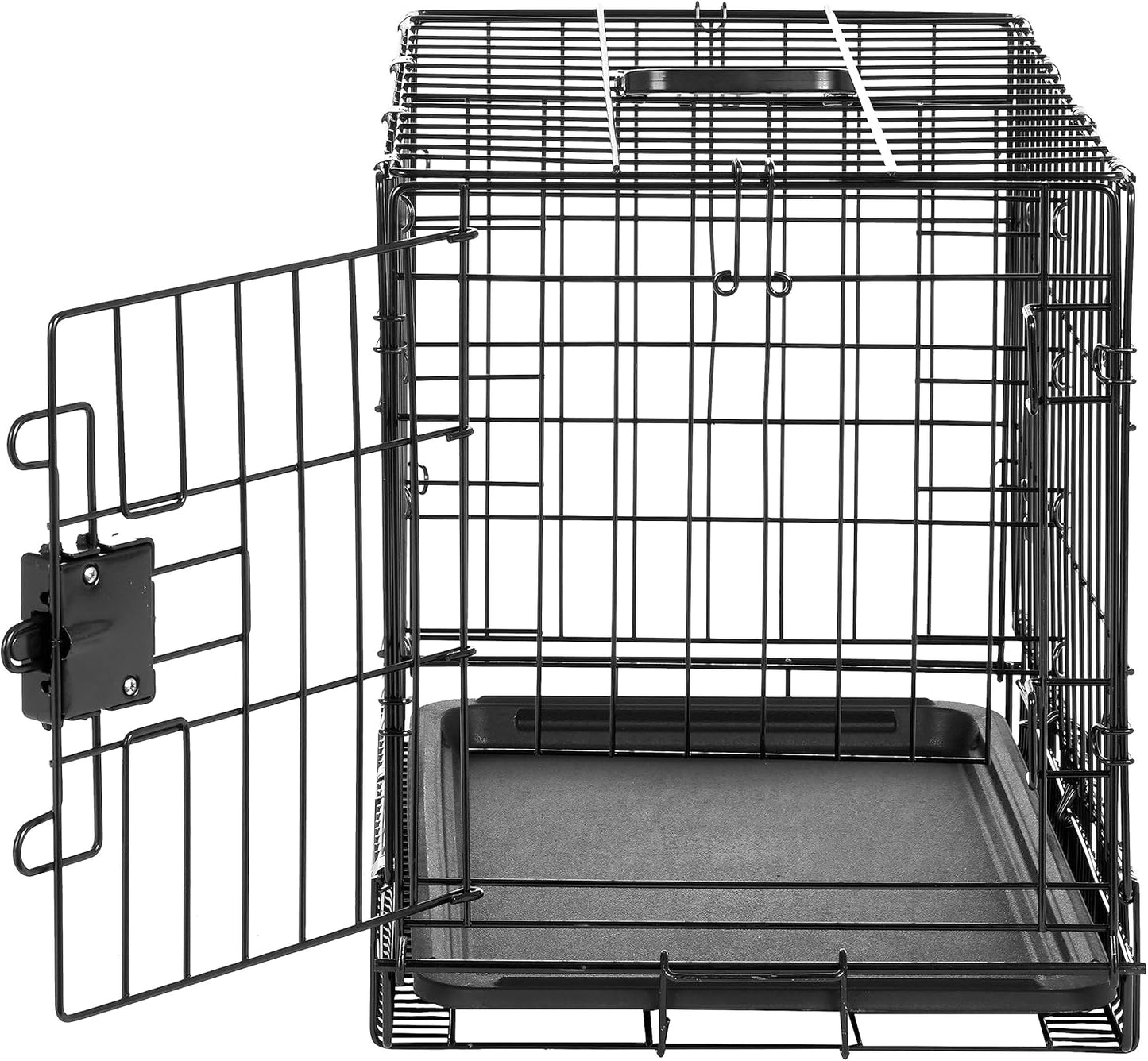 Amazon Basics Durable, Foldable Metal Wire Pet Crate with Tray, Portable and Sturdy for Travel, Single Door, Divider Panel, Perfect Size for Small Dogs, 22 x 13 x 16 in, Black