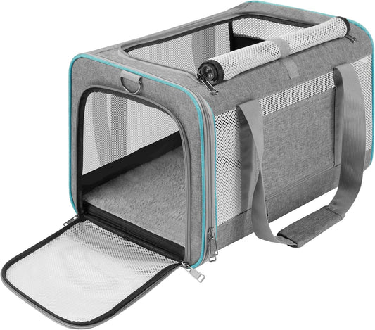 Pet Carrier for Large Cats 20 lbs+ / Soft Sided Small Dog Travel Carriers Top Load/Collapsible Carrier Bag for Big Cat / 2 Kittens Sturdy Transport Carriers Long Trips/Medium Cats 15 pounds
