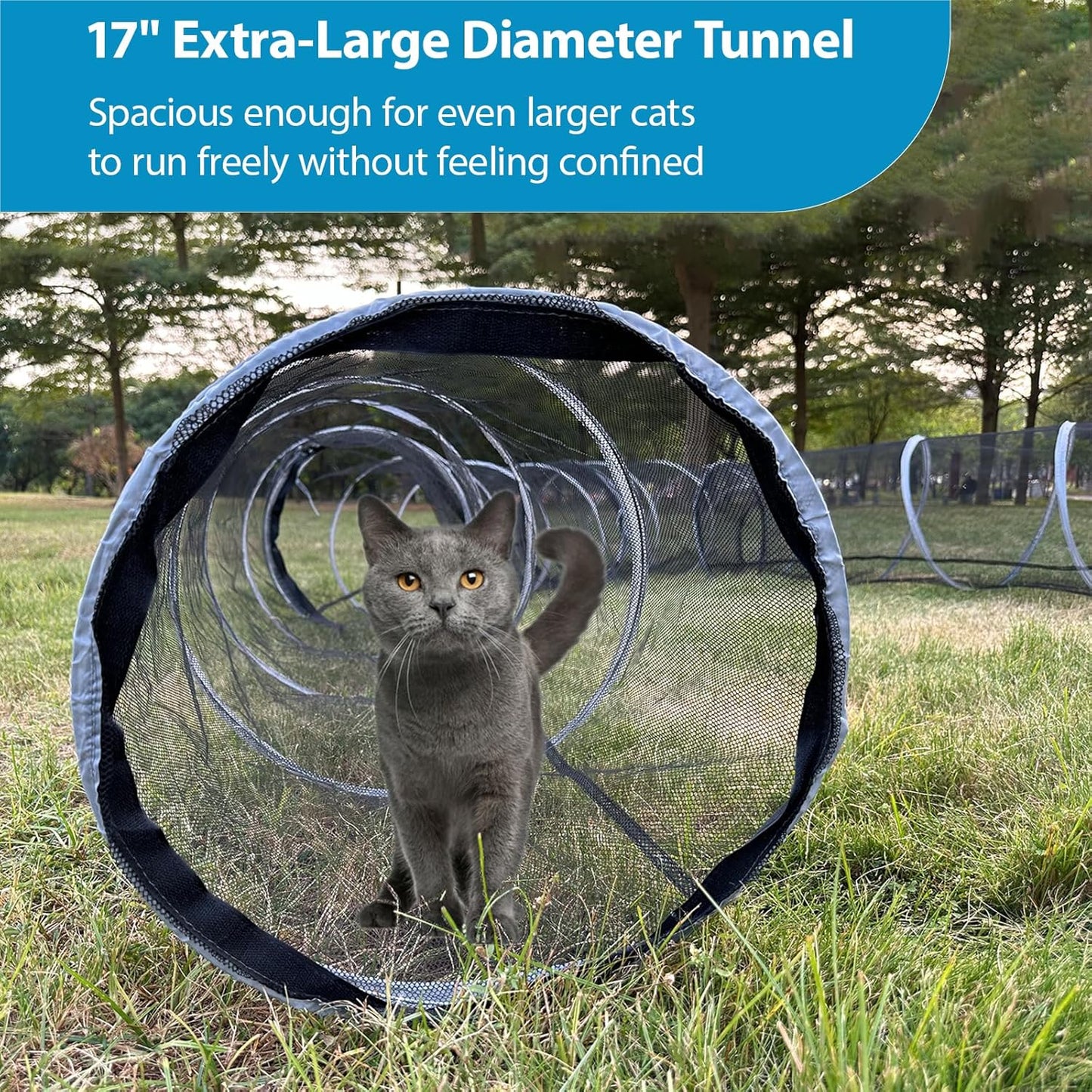 Large Outdoor Cat Tunnel and Tent Playpen - Pop Up Enclosure for Multiple Cats - Portable Outside Playhouse for Small Pets