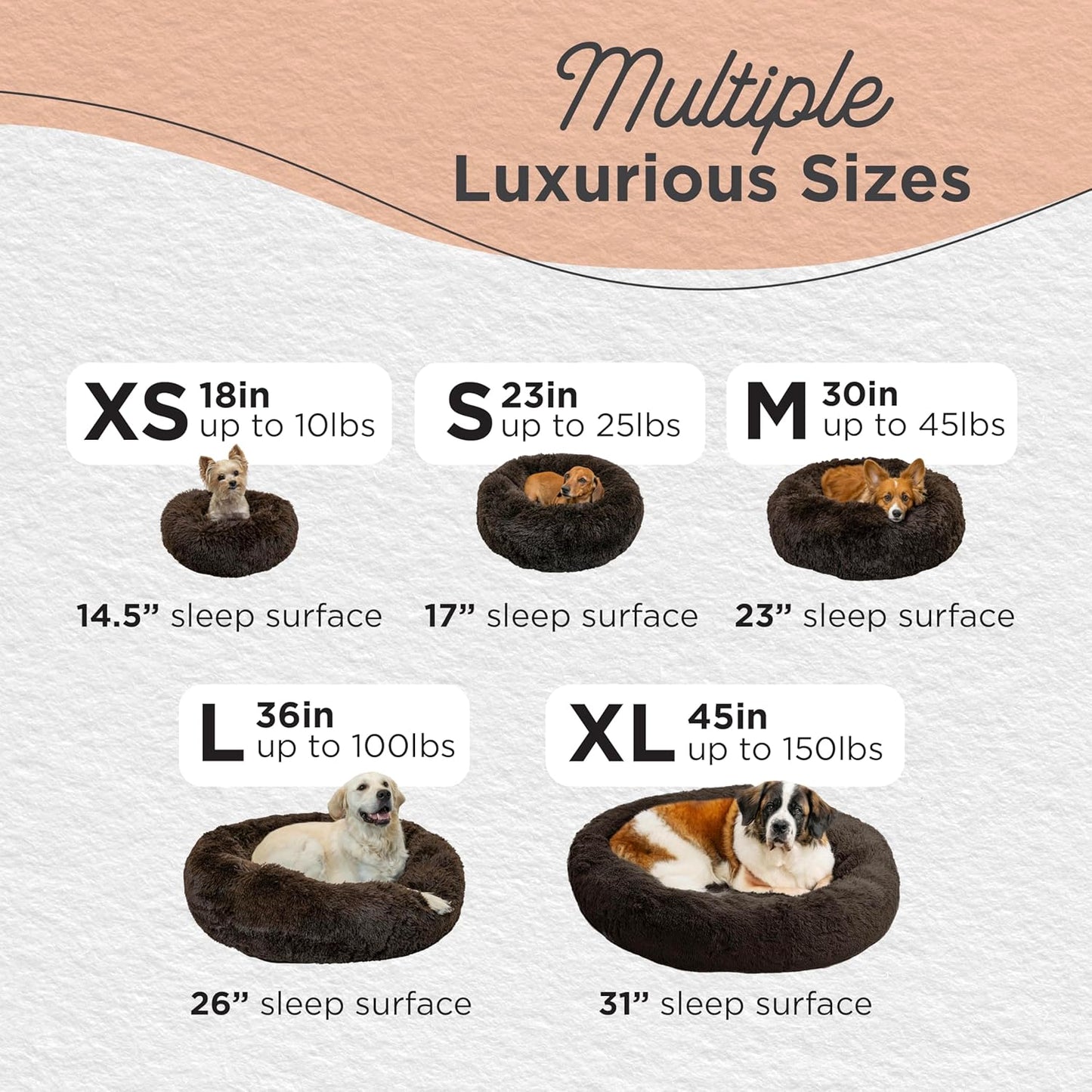 Best Friends by Sheri Original Calming Donut Dog and Cat Bed, Shag Faux Fur, Dark Brown, (36in x 36in) - Anxiety Relief for Pets Up to 100 lbs