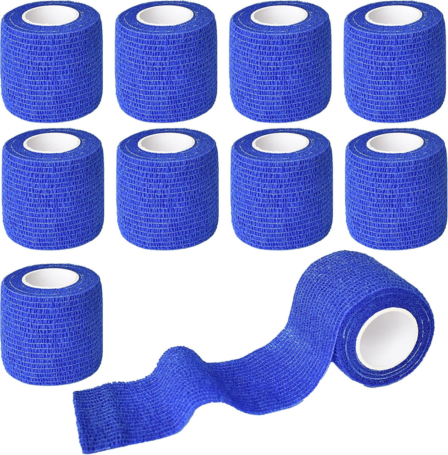 9 Pack 2" x 5 Yards Self Adhesive Bandage Wrap Self Stick Wrap for Ankle, Wrist, Finger, Sports, Breathable Cohesive Vet Tape for Pets (D Dark Blue)
