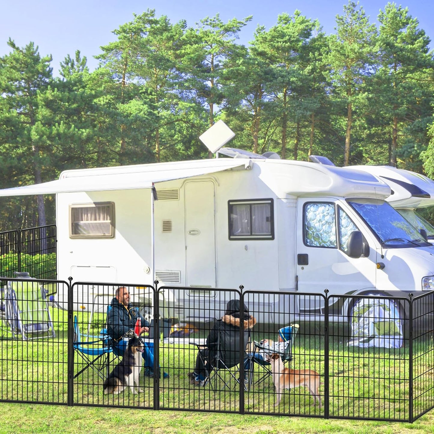 Dog Playpen 40 inch 30 Panels Indoor Outdoor Dog Pen for Large/Medium/Small Dogs Heavy Duty Metal Dog Fence Outdoor for Yard, Puppy Playpen with Door Portable Pet Fence for RV Camping Yard