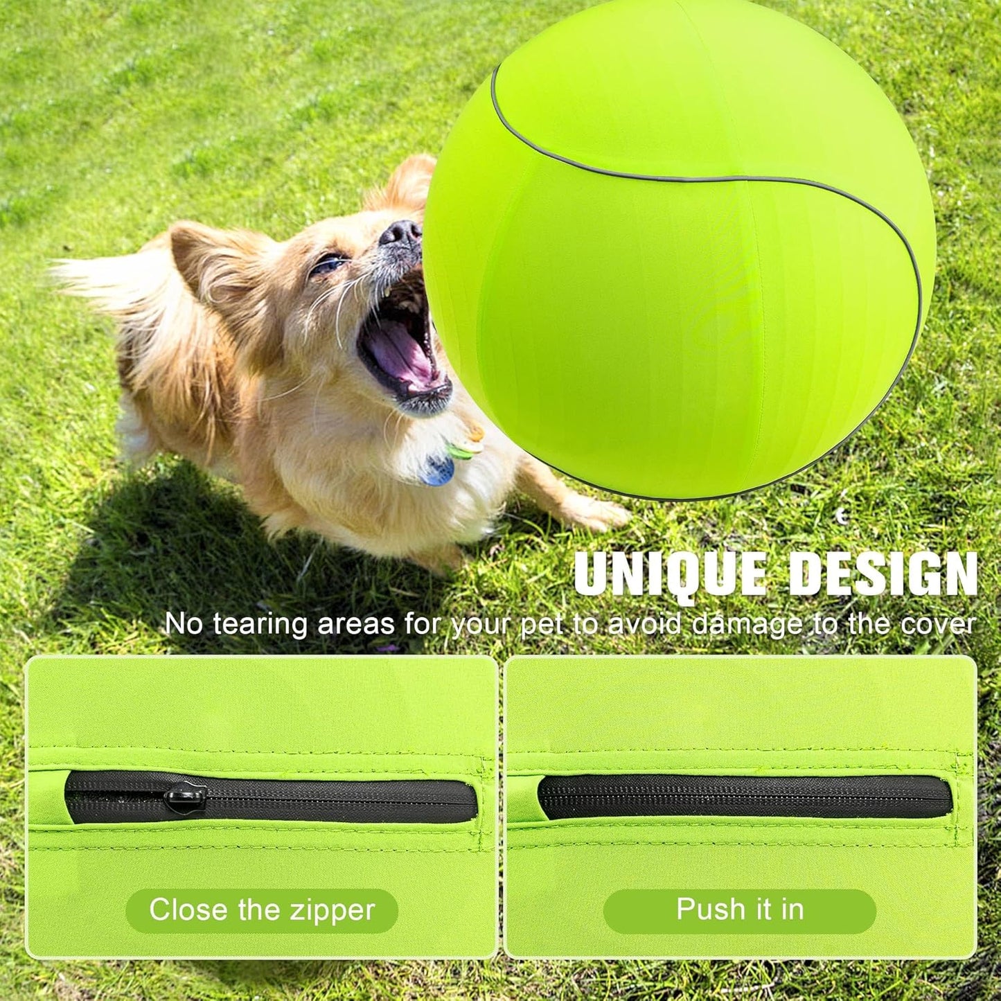 Herding Ball for Dogs & Horses - 20" with Cover Large Green Ball with Pump