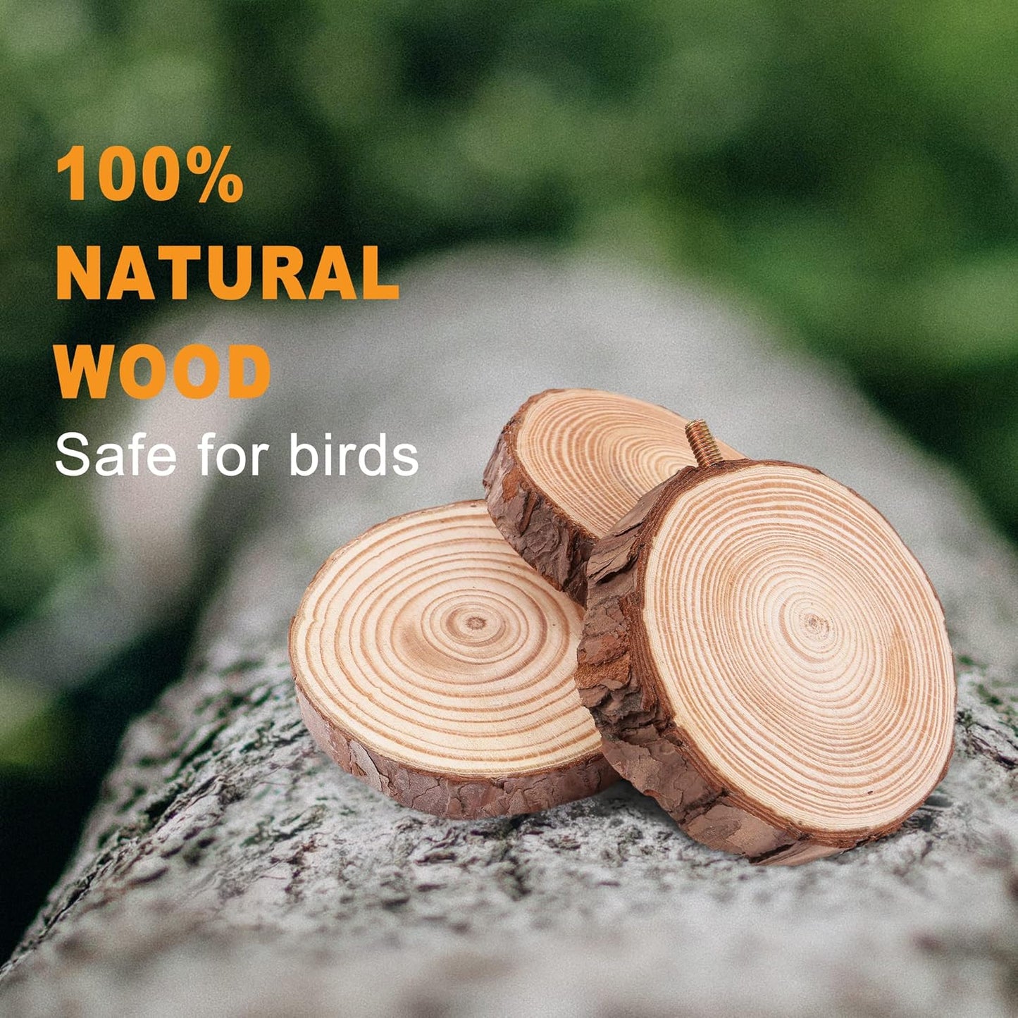 Natural Wood Bird Perch Stand Platform, Hanging Round Wooden Rotating Platform Pet Parrot Bird Cage Perches for Parakeet Parrots Cockatiel Hamster Gerbil Chinchillas(Round Platform)