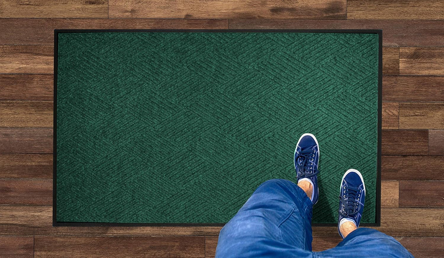 M+A Matting WaterHog Diamond | Commercial-Grade Entrance Mat with Rubber Border – Indoor/Outdoor, Quick Drying, Stain Resistant Door Mat (Evergreen, 3' x 4')