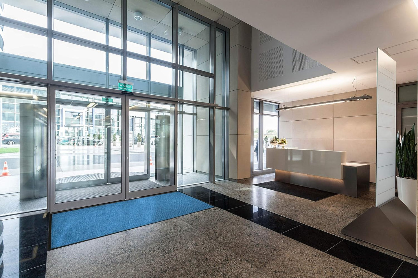 WaterHog Diamond | Commercial-Grade Entrance Mat with Rubber Border – Indoor/Outdoor, Quick Drying, Stain Resistant Door Mat (Medium Blue, 3' x 8')