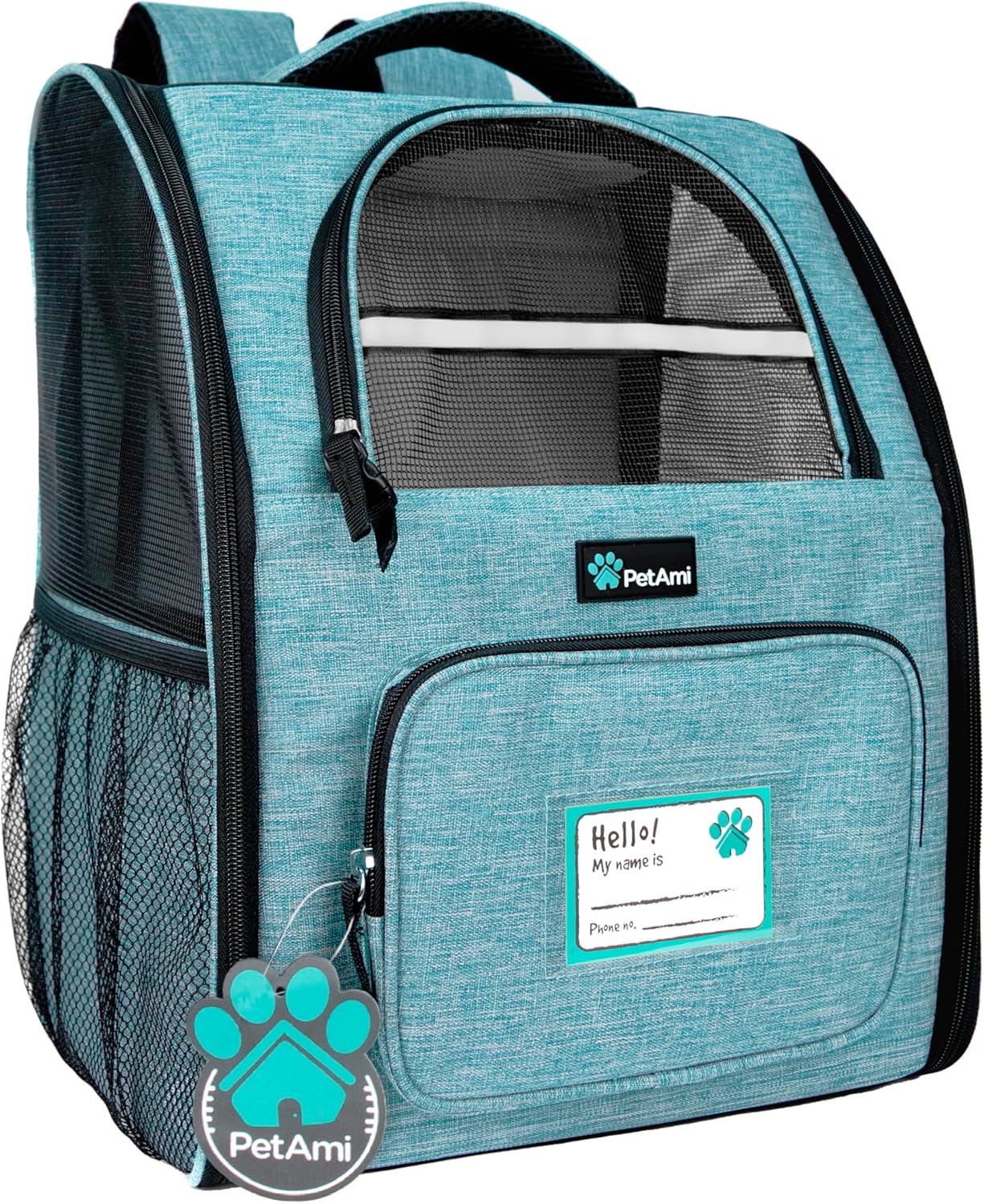PetAmi Dog Backpack Carrier for Small Large Cat, Pet, Puppy, Ventilated Pet Hiking Backpack Travel Bag, Airline Approved Cat Backpack Carrier, Camping Biking Dog Bag Up to 18lbs Pet, Teal Turquoise