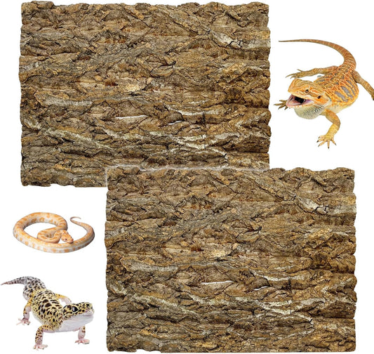 kathson 2PCS Cork Tile Background Bark 11.8”Lx7.9”W Terrarium Backdrop Wall Decor Natural Reptile Climbing Mat Habitat Decor for Spider Gecko Lizard Chameleon Bearded Dragon Turtle Snake